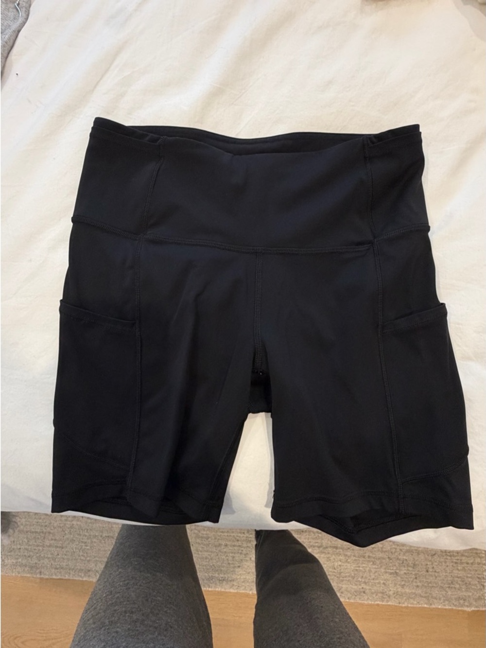 Lululemon Fast Free High-Waist Black Women’s Bike Shorts with side pockets